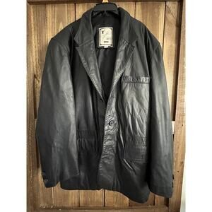 Luciano Luis Alvear Men's Leather Coat Mid Length Pockets
